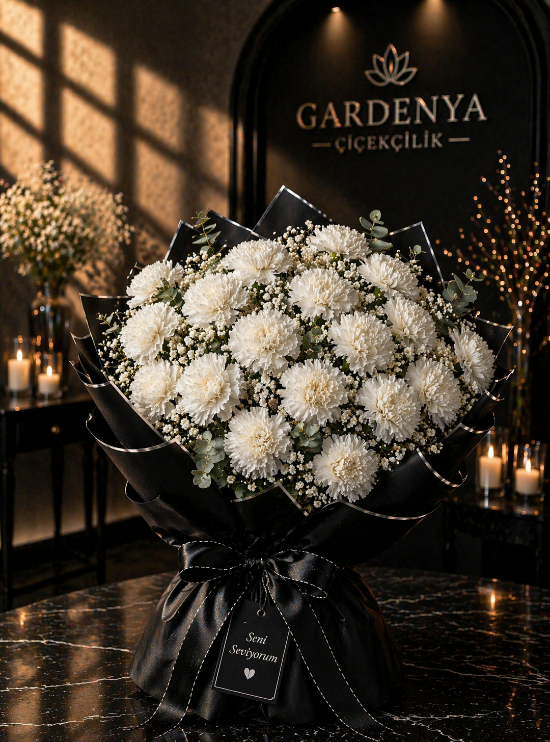 BEYAZ KARANFİL BUKETİ