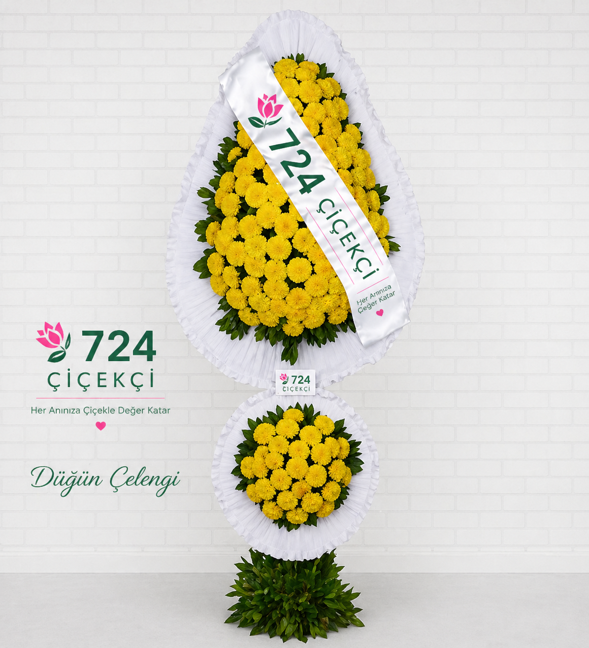 sarı ciya çiçeklerinden dügün çelengi